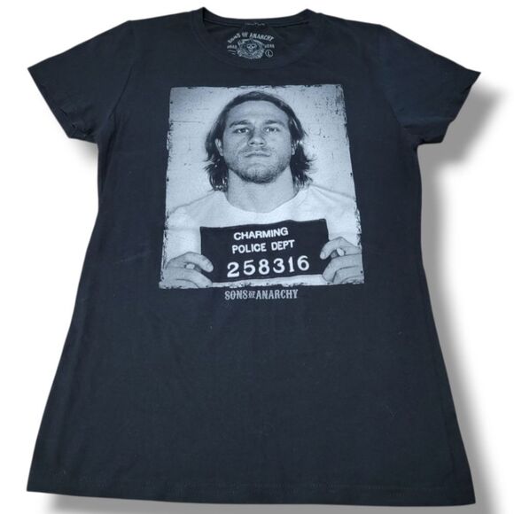 Son Of Anarchy Top Size Large Jax Teller Mugshot Charming Graphic Print T-Shirt - Picture 1 of 6